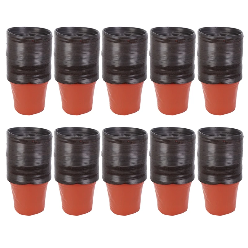 

1000 Packs Of Plastic Seedling Flower Pots, Two-Color Pots, Simple Round Flower Pots, Succulent Planting Brackets