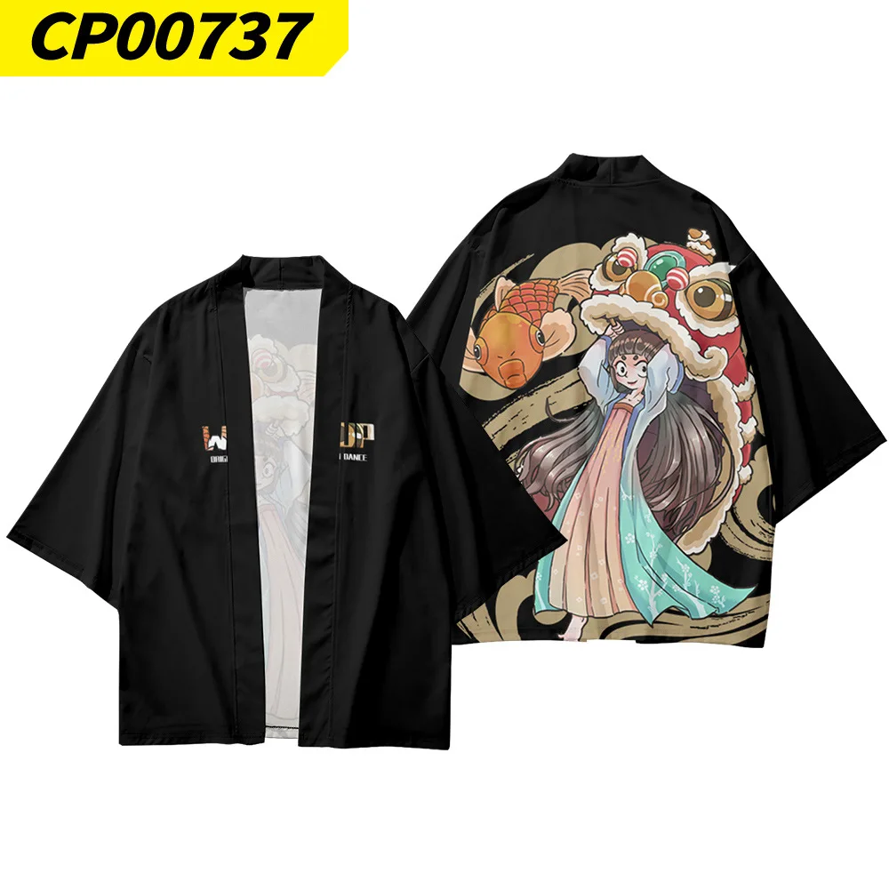 

Japanese Wake Up Lion Samurai Cardigan Haori Fashion Women Men Cosplay Traditional Kimono Casual Beach Yukata Asian Clothing