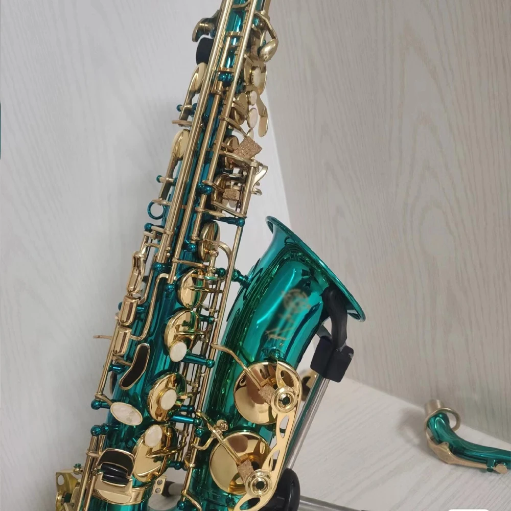 Новое поступление светло-голубой альт-саксофон R54 электронный плоский латунный