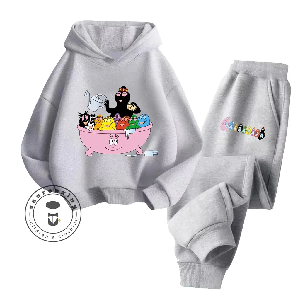 Повседневный детский комплект из хлопка с капюшоном и принтом длинными рукавами