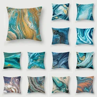 blue marble polyester pillow cover sofa home decoration sea rock texture double sided print pillow case 45x45cm cushion cover