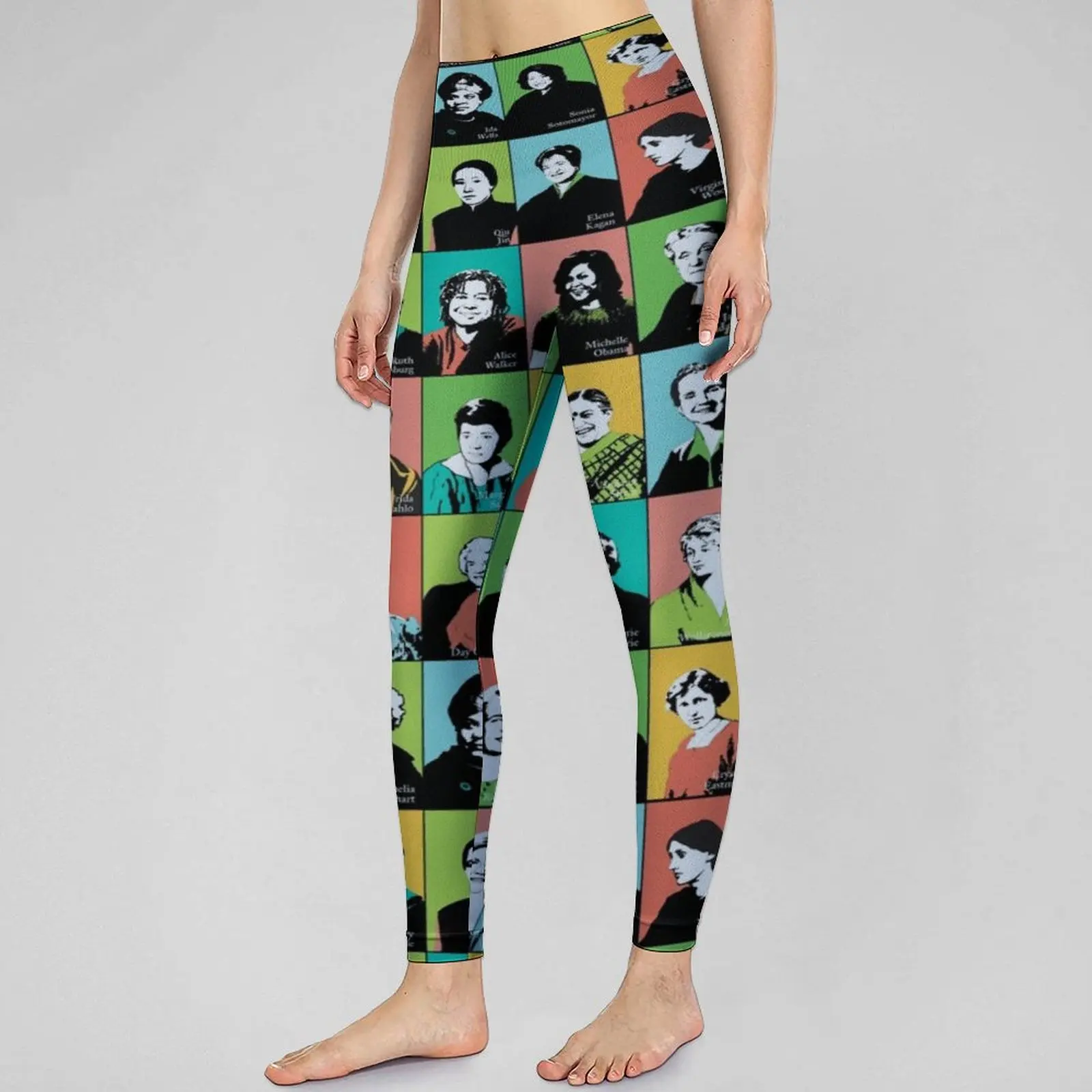 

Женские Бесшовные Леггинсы, женские штаны для бега и йоги с феминистскими иконами, эластичные спортивные колготки Пуш-ап, женские милые лег...