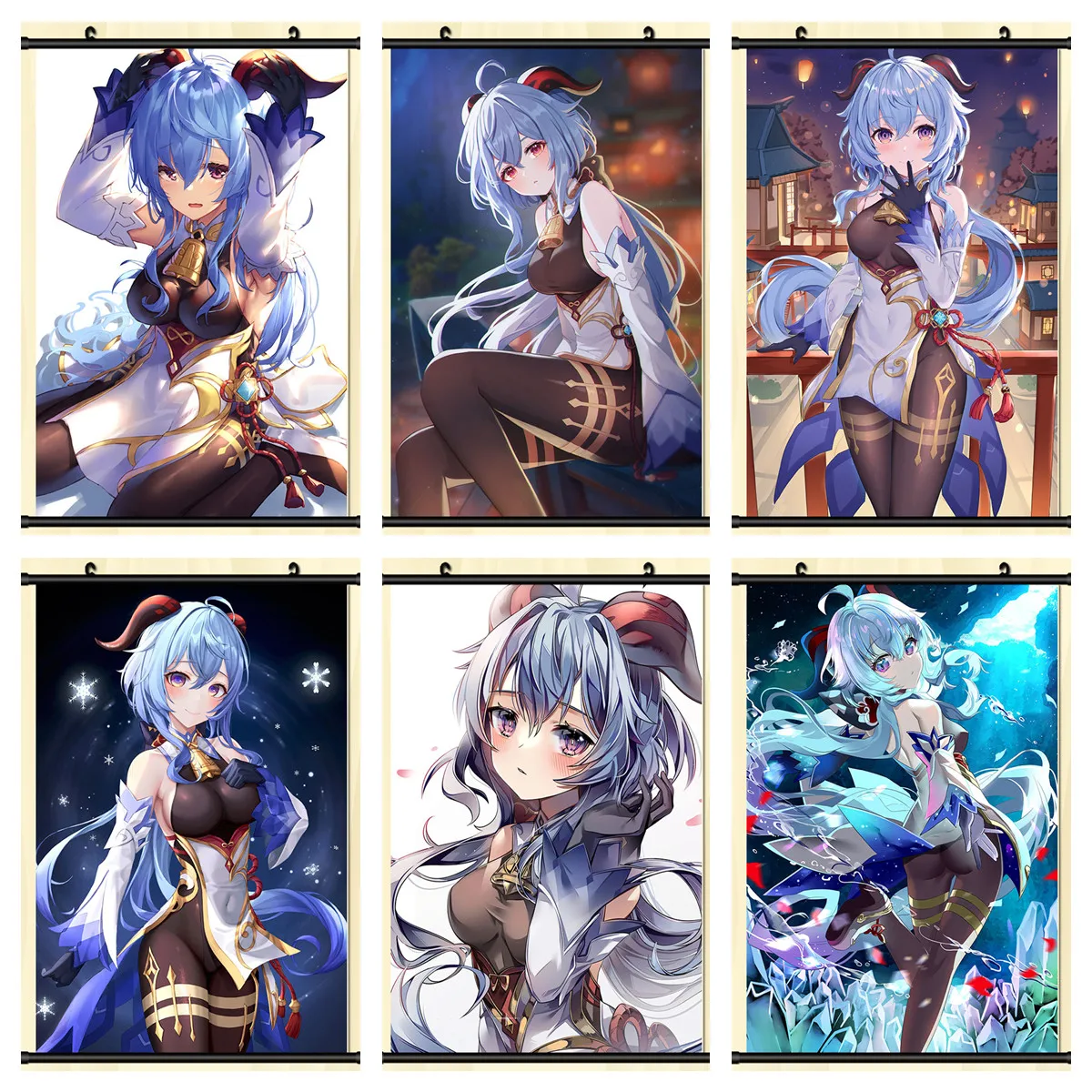 

Anime Genshin Impact Game Character Series Picture Canvas Poster Ganyu Cosplay Home Bedroom Decoration Wall Art Scroll Painting