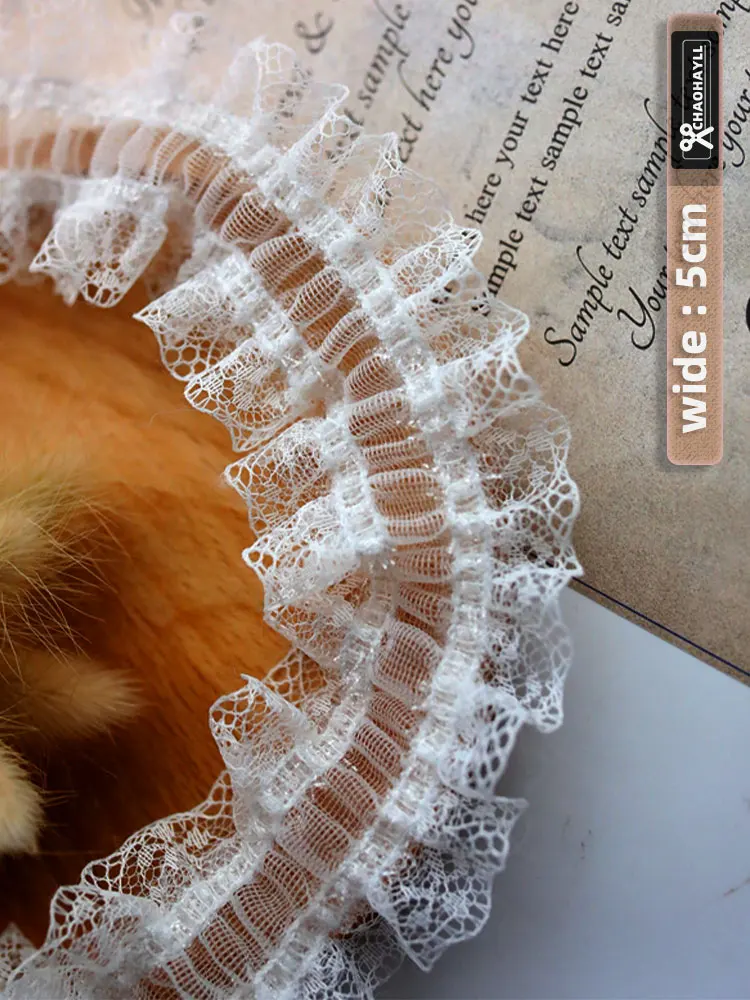 

5CM Wide Tulle Elastic Pleated Lace for DIY Fringed Trimmings Party Prom Wedding Dress Collar Patches Ribbon Sewing Accessories