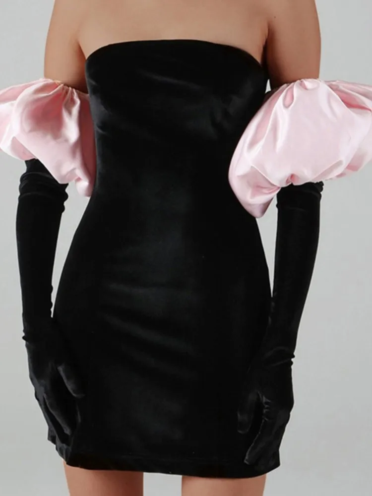 

Women New Long Puff Sleeve Off Shoulder Mini Dress Summer Elegant Evening Party White Black Mini Vestidos Sexy Kawaii Clothes