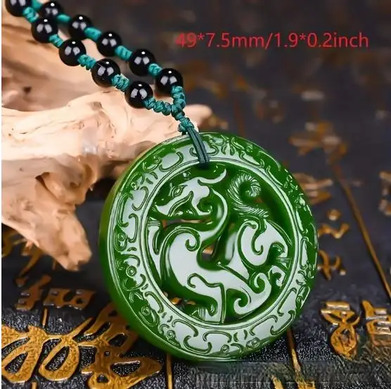

Green Animal Jade Hand Carved Pendant Fine Necklace For Men Fashion Jewelry Chain Accessories