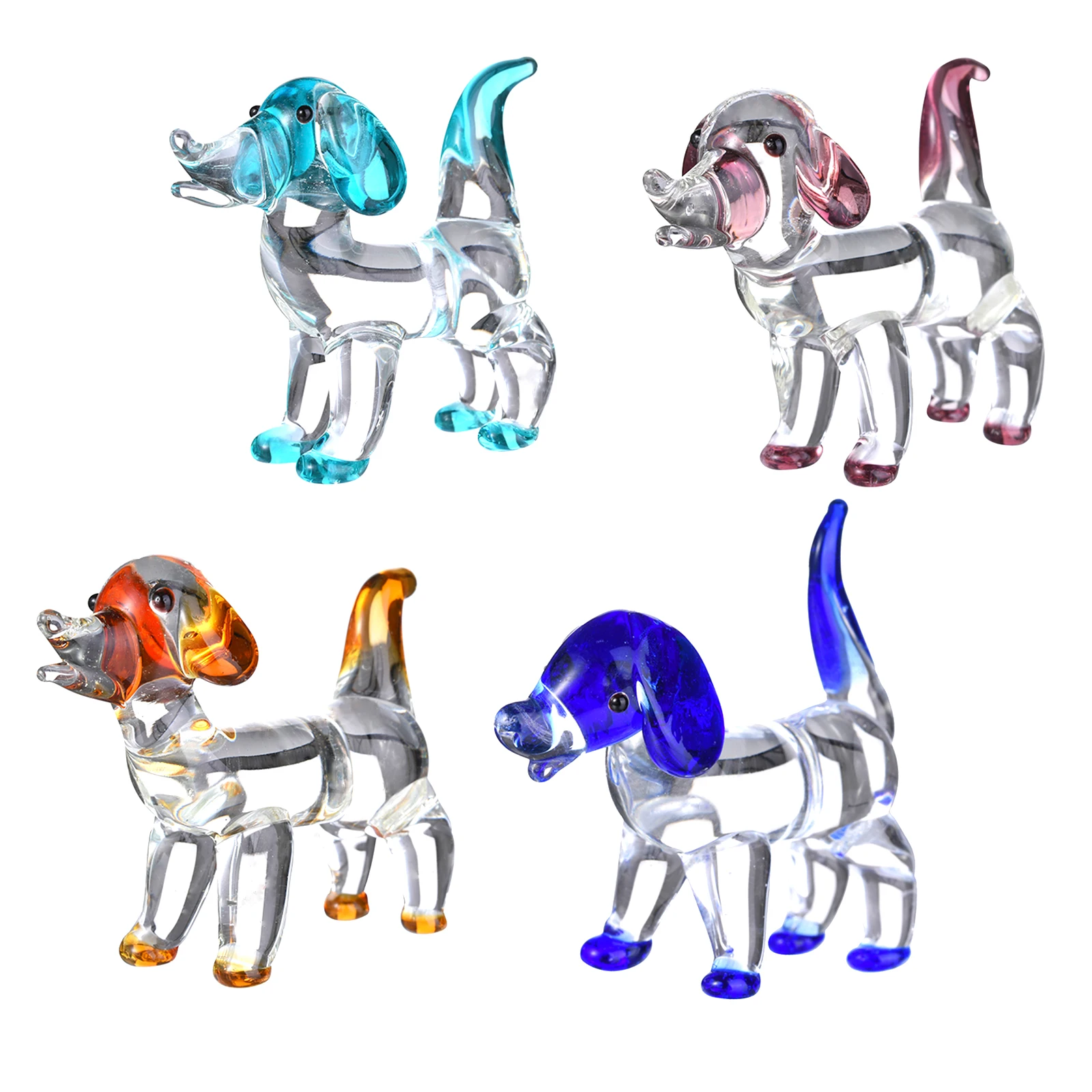 

Яркие Стеклянные Фигурки маленькой собаки, выдувное вручную стекло, искусство, животные, коллекционная скульптура, украшения, креативный Р...