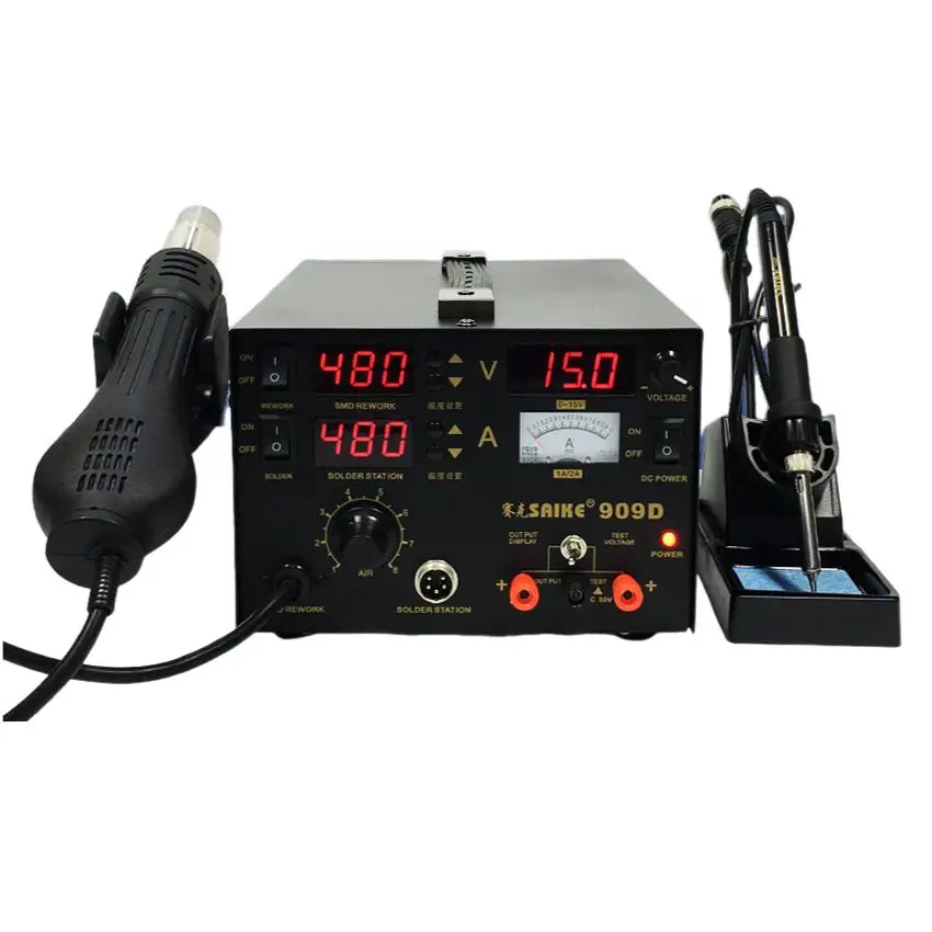 Паяльная станция SAIKE 909D паяльная 3 в 1 с тепловой пушкой