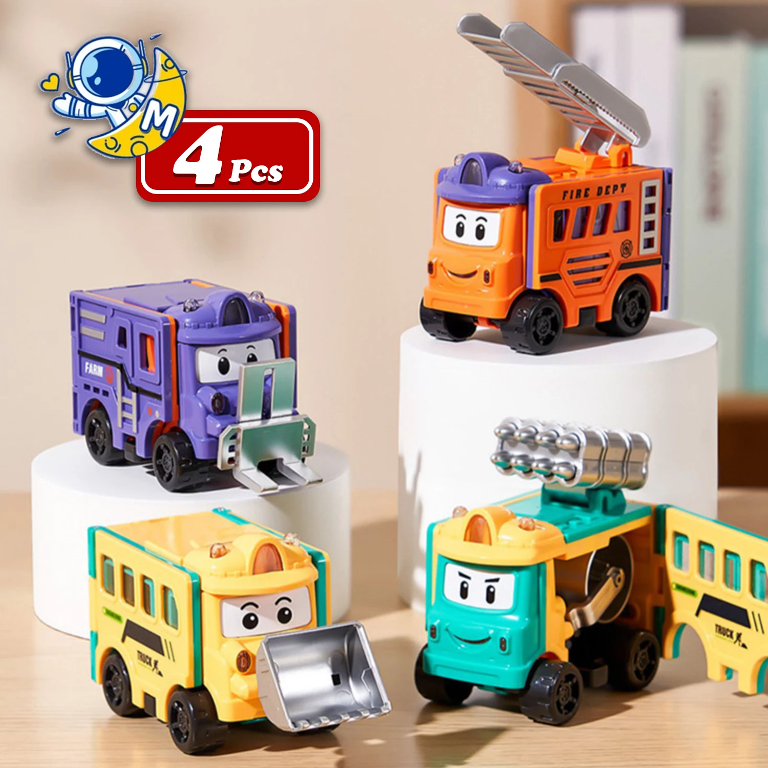4 шт. автомобили-трансформеры для малышей забавные детей милые