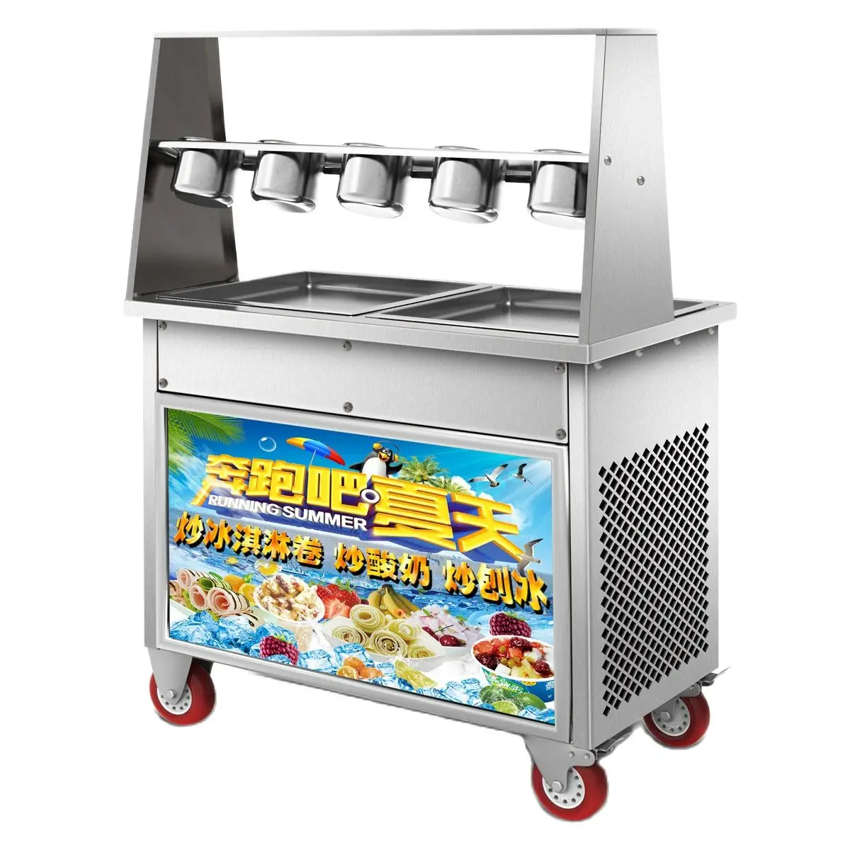 

Коммерческая двойная сковорода для жарки льда снега молока фруктов мешалка йогурта