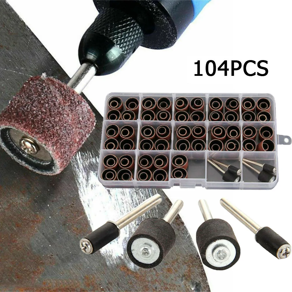 

104Pcs Set Sanding Ring Abrasive Rotary Tool Kit Sanding Drum Grinding Head 13*14mm Drum Size High Quality Sanding Drum