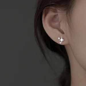 S925 Silver Earrings Fashion Star Earrings New Asymmetric Stars Earrings Womens 2022 Jewelry