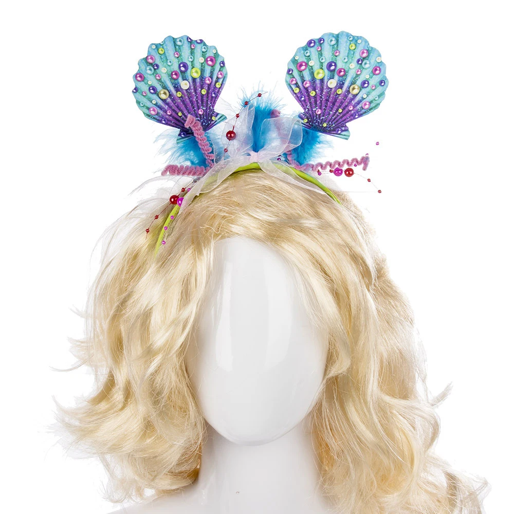 

Flamingo Mermaid Crown Shell Headband Amawill Headpiece Hair Hoop Adults Kids Cameo Hair Party Birthday Decoration Accessories