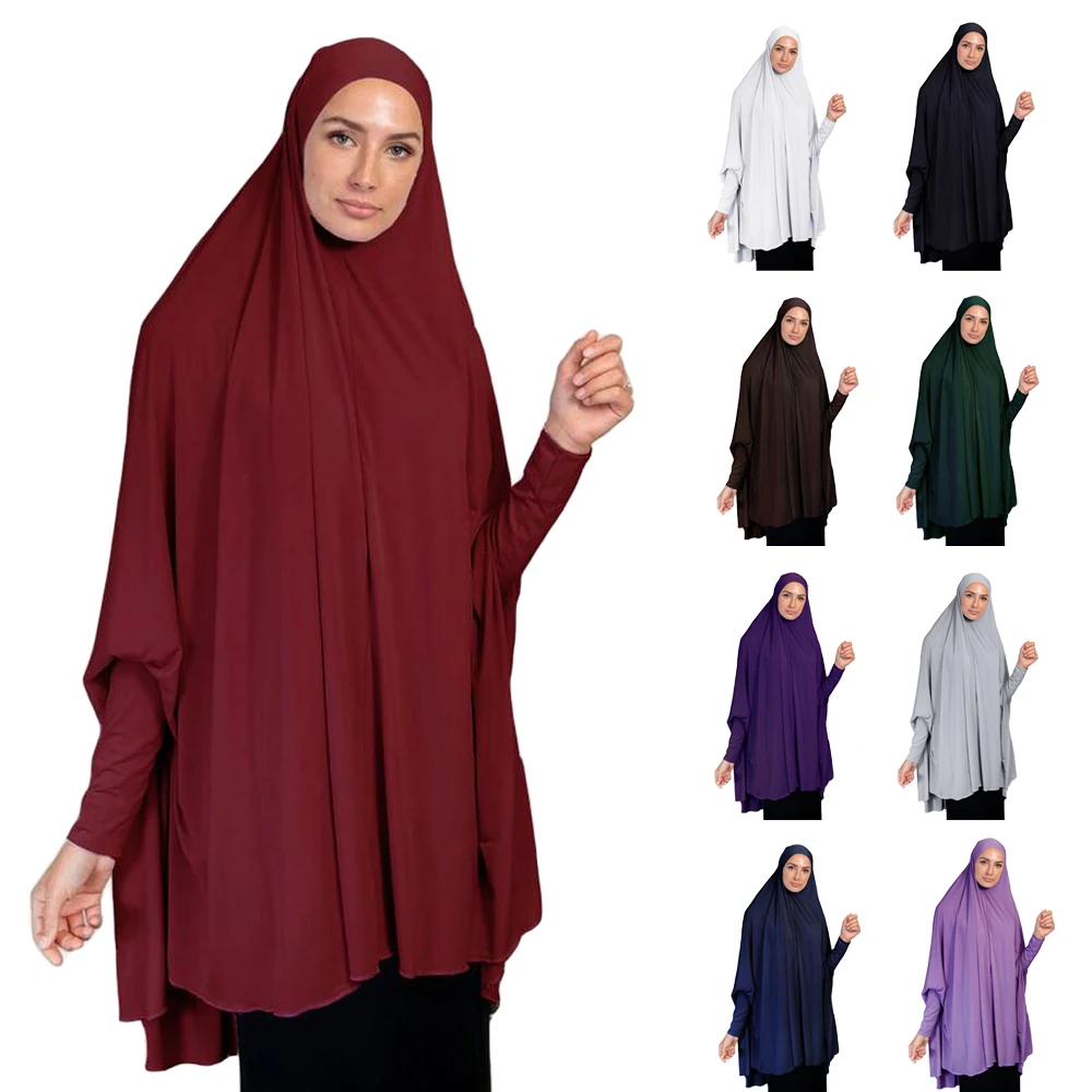 

Muslim Women Hijab Large Scarf Amira Khimar Overhead Niqab Nikab Eid Ramdan Prayer Clothes Arab Islamic Hijabs Head Wrap Shawl
