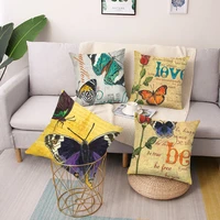 flower butterfly oil painting square pillow cushion cover car sofa office chair pillowcase simple home decoration ornaments