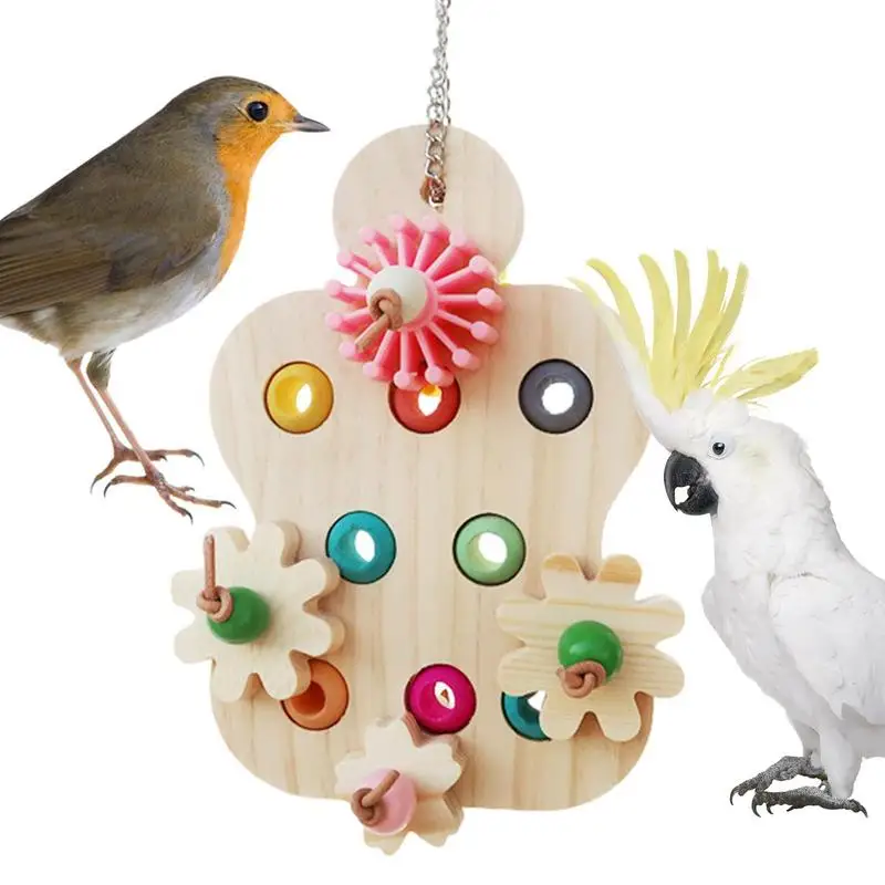 

Wooden Bird Toys Wood Cage Suspending Bird Toys Parrot Bite Toy For Parakeet Finch With Hook For Macaw African Gray Large