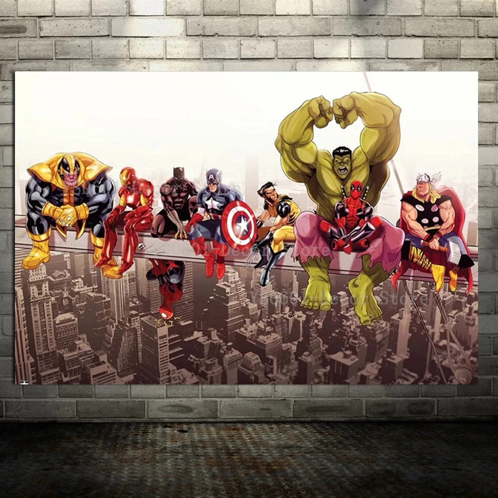 

Marvel Avengers Poster Hulk Thor Captain America Spiderman Iron Man Canvas Painting Wall Art Prints Living Room Decor Home Decor