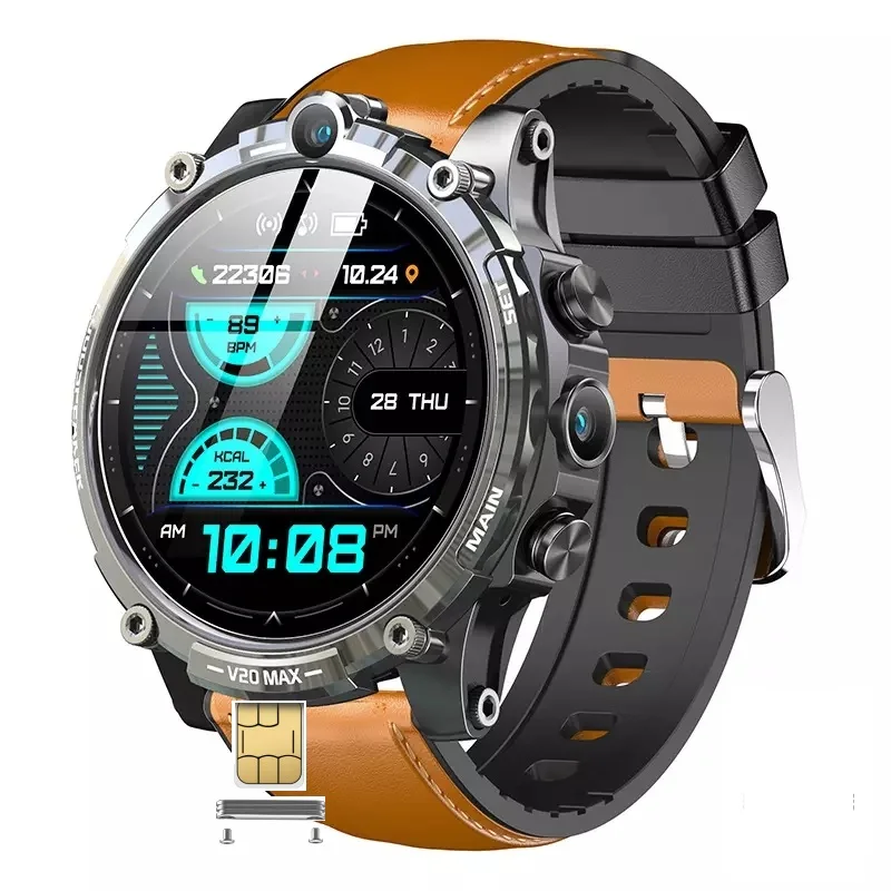 

2022 Smart Watch V20 android 8.1 1.88inch 4G sim Card Full Netcom Face Recognition Video Android Dual Camera