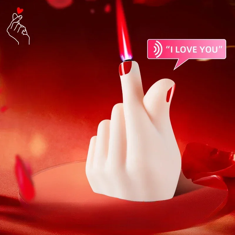 Забавная зажигалка на средний палец с ЛЮБЛЮ ТЕБЕ голосовая ветрозащитная