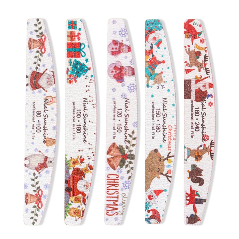 

1Pcs 80-240 Grit Christmas Nail File Multi Grit Nail Buffer Block Nail Art Sanding Buffing Sandpaper Nail Washable