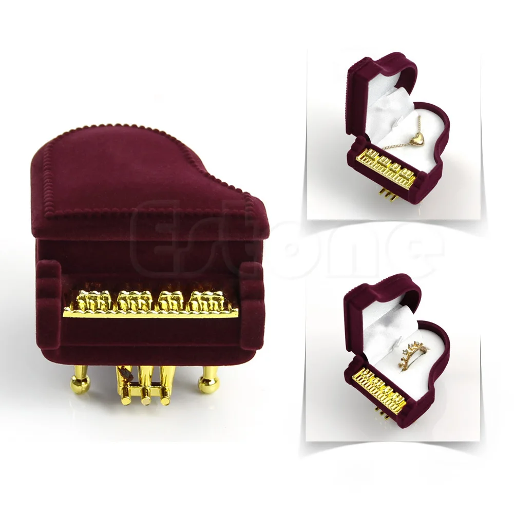 

41XF Velvet Piano Ring Elegant Box Earring Pendant Jewelry Wedding ring for CASE