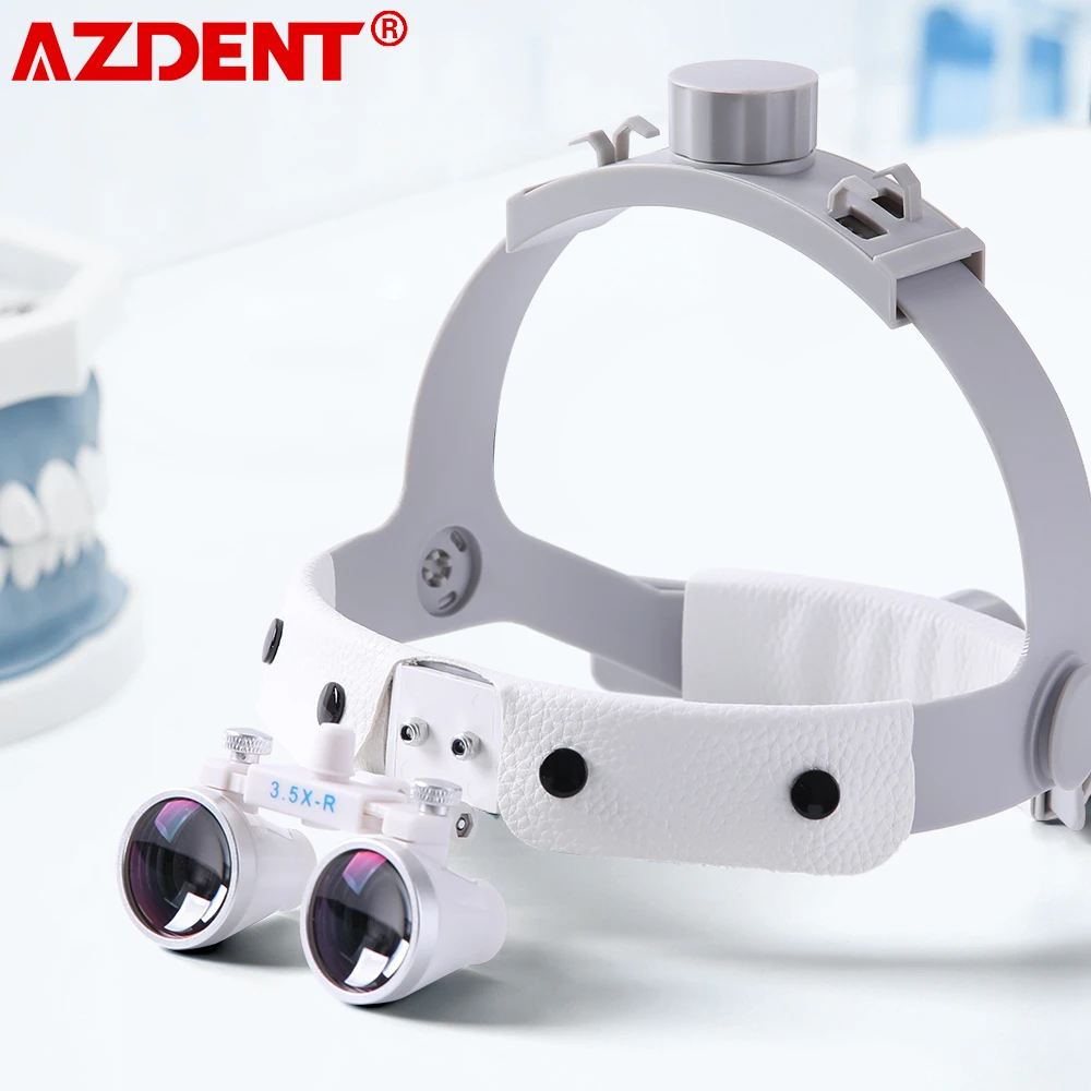 

AZDENT Dental Surgical Medical Binocular Loupes Magnifier Glass Optic Headband with Leather 3.5X 320mm-420mm Working Distance