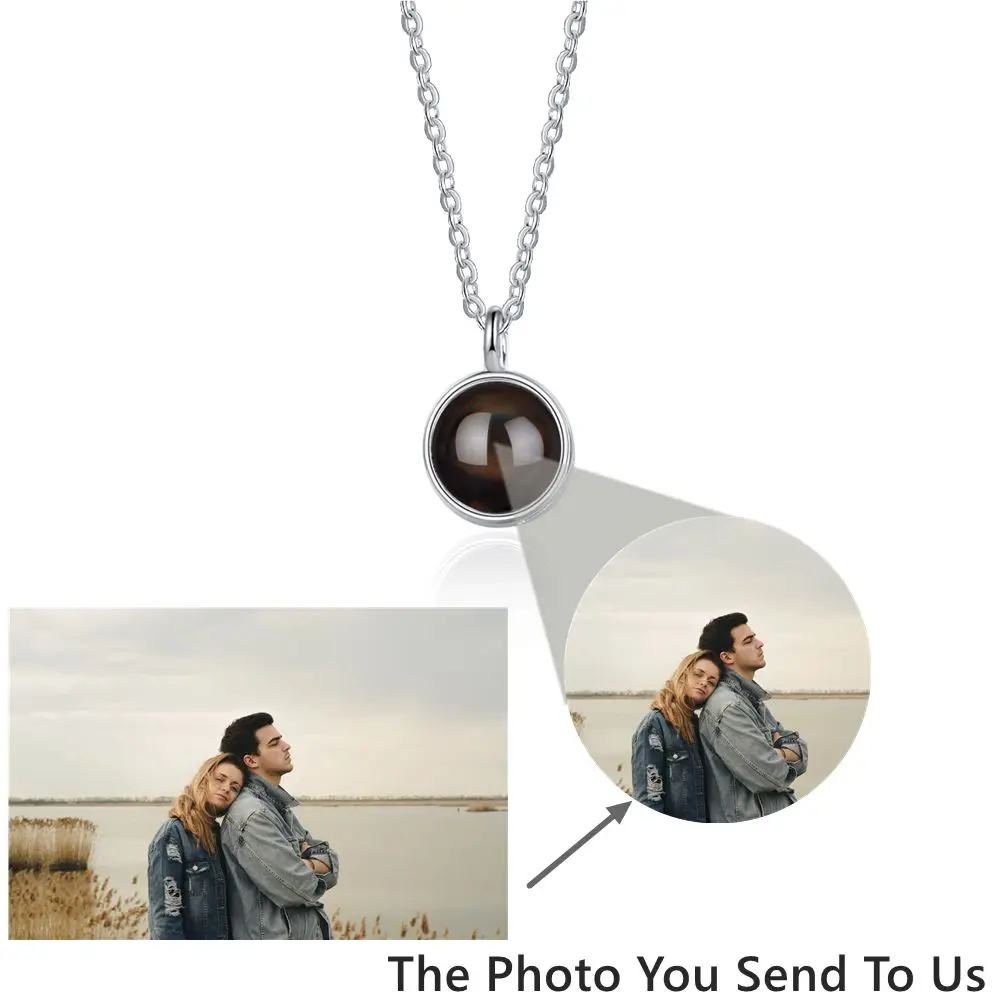 Personalized Projection Photo Necklace Custom Personality Photo Creative Pendant Necklace for Women and Men Commemorative Gift
