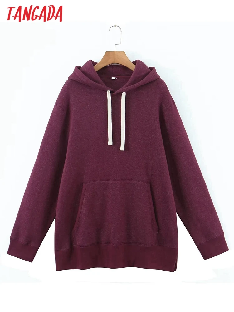 

Tangada Women Fashion Hood Sweatshirts Oversize Long Sleeve Loose Pullovers Female Tops 8H119