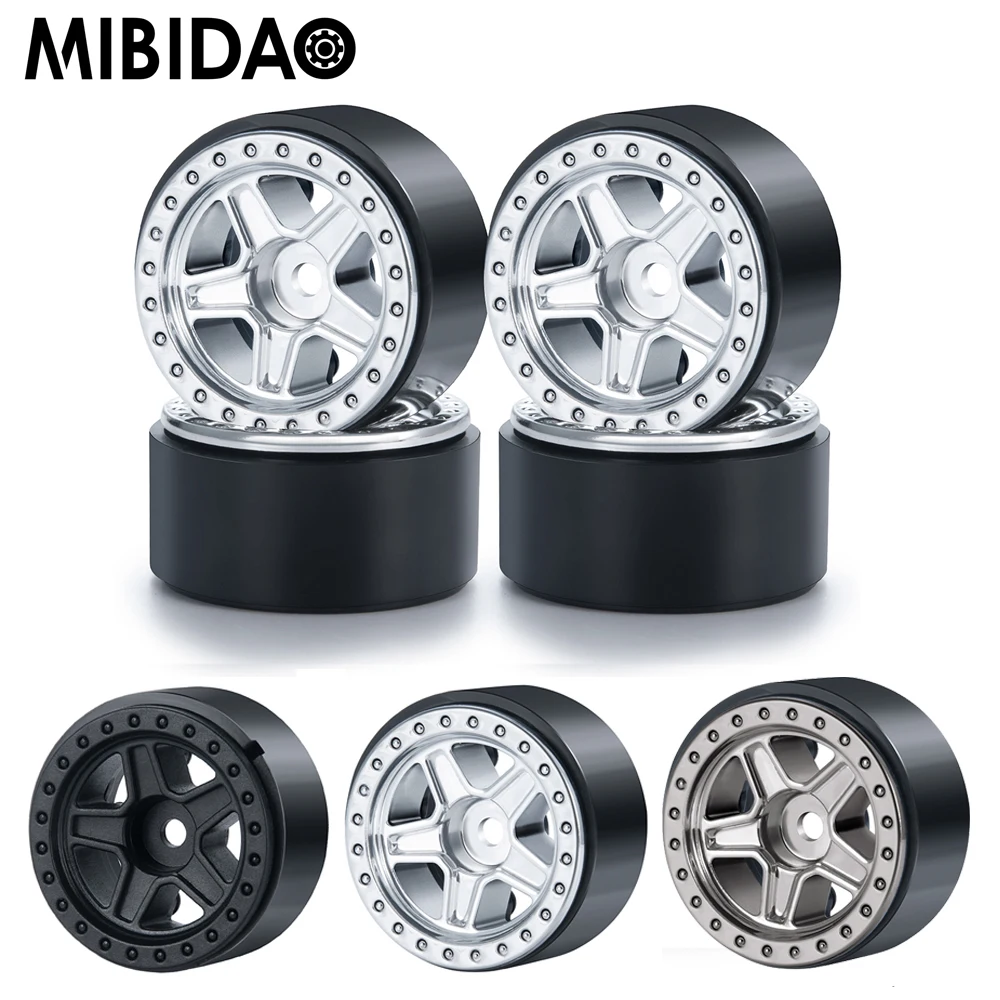 Mibidao 4PCS 1.0 Inch Plastic Beadlock Wheel Rim Hub for 1/24 RC Crawler Axial SCX24 90081 AXI00001 002 004 005 006 Upgrade Part