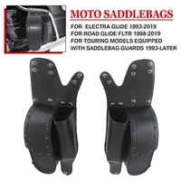 pu leather saddlebags for harley road king touring for electra glide motorcycle crash bar guard bags with water bottle holder