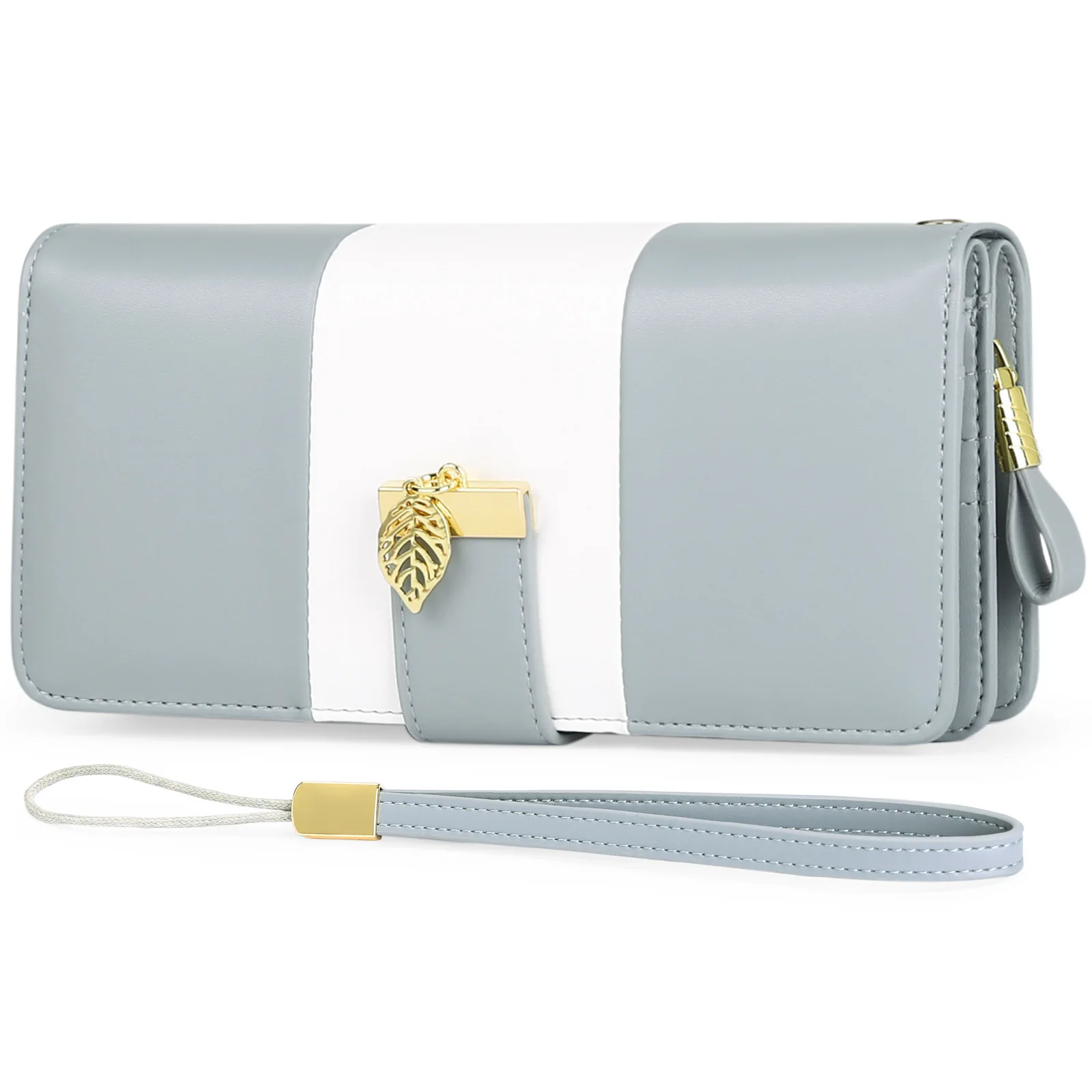 

20220609njh long zipper large capacity pocket wallet color PU wallet