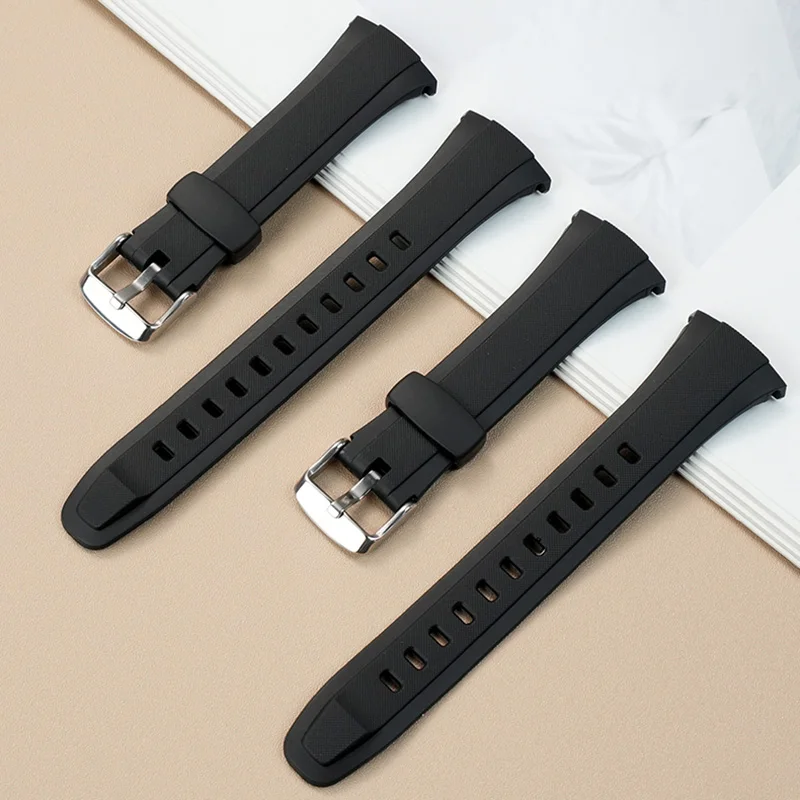 Фото Силиконовый ремешок для часов Casio WVA-M640/M650/WVQ-M410, силиконовый ремешок для часов из смолы, черные аксессуары, браслет для мужчин, ремень №3