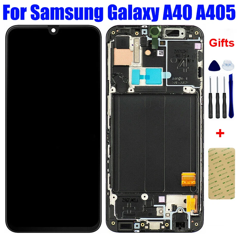 

For Samsung Galaxy A40 A405 A405FN A405F A405FM LCD Display Panel Matrix Module Touch Screen Digitizer Sensor Assembly Frame