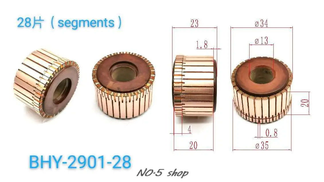 

10Pcs 34x13x20(23)x28P Copper Bars Electric Motor Commutator