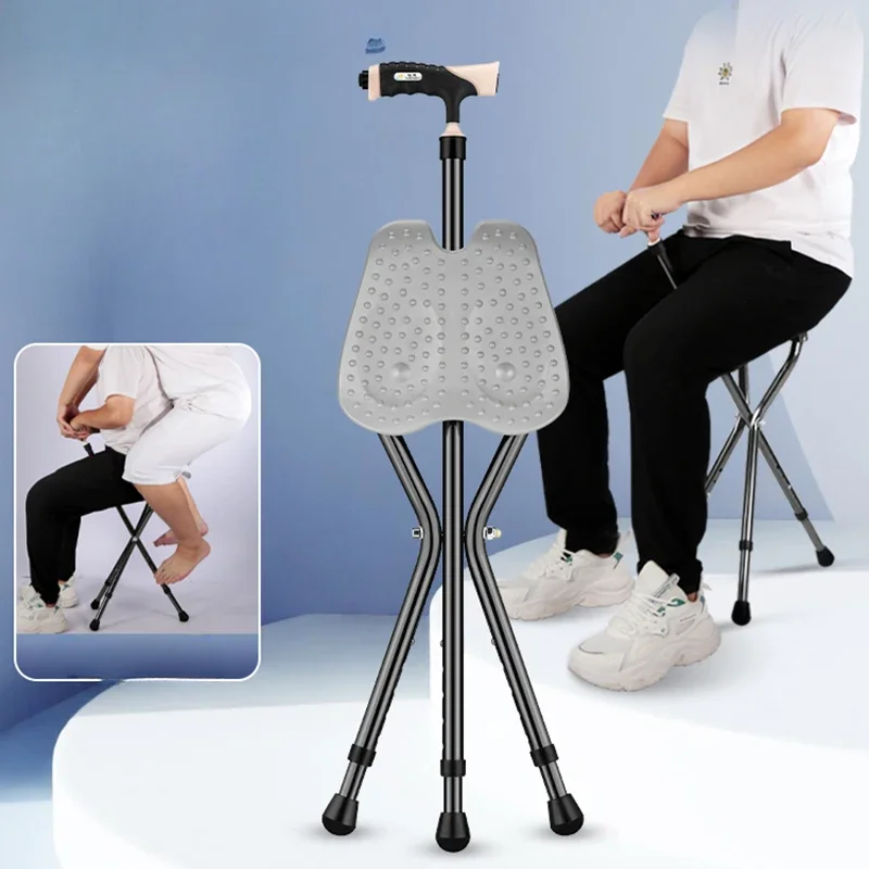 Туристический табурет для пожилых людей складной из алюминиевого сплава трость