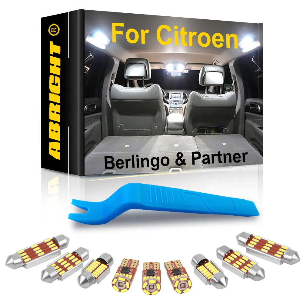 ABRIGHT สำหรับ Citroen Berlingo K9 B9 Peugeot Partner 1998 2002 2007 2008 2014 2020 2021อุปกรณ์เสริม Canbus รถ LED ภายใน light