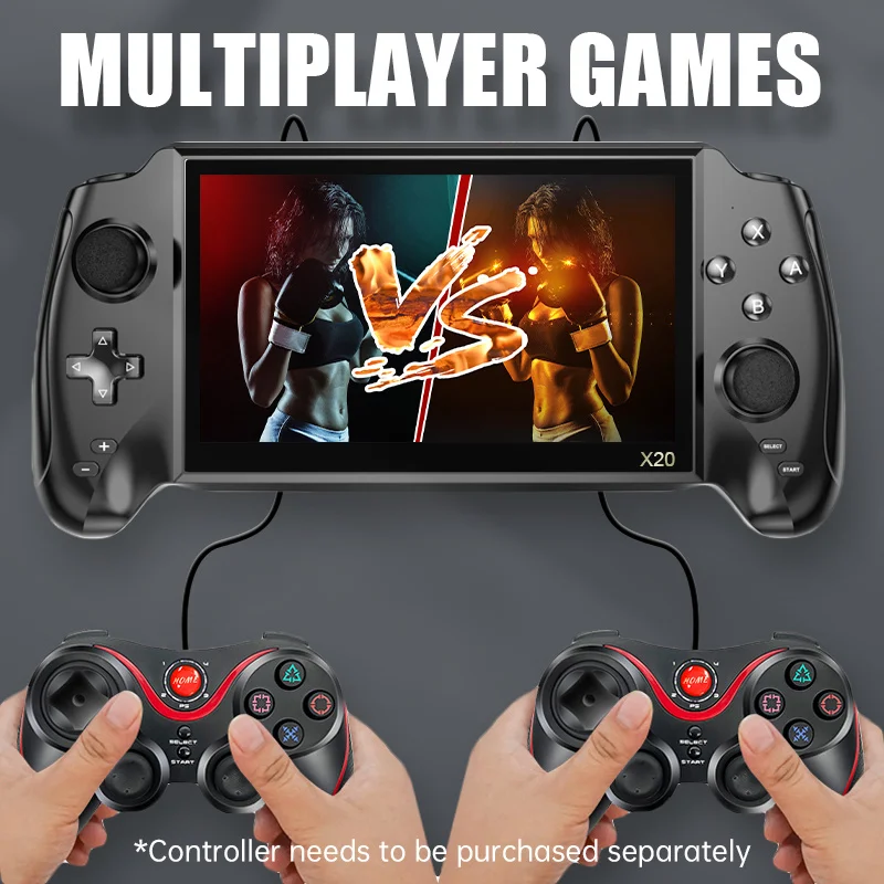 

Powkiddy-x20 retro laptop game console, 3000 integrated Games, 7.0-inch HD screen, music / video player, children's gifts