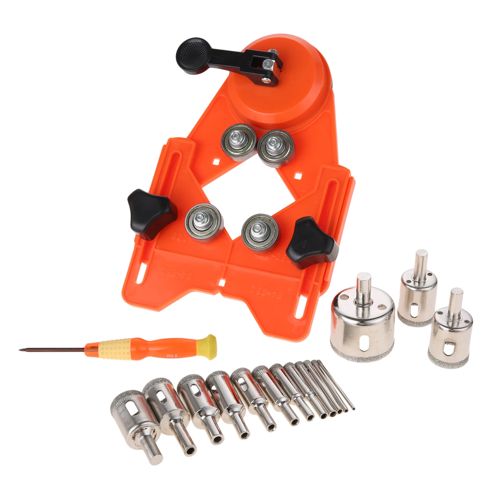 

17pcs/1 set Diamond Drill Bits Adjustable Hole Saw Guide Jig Fixture Coated Core Centering Locator Suction Holder for Glass Wood