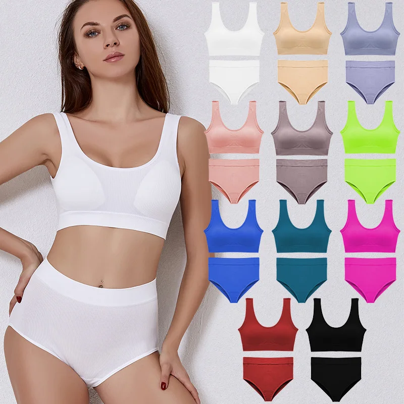 

Sexy Lingerie Breathable Vest Sports Bra Thong For Women Push Up Lady's Wares Bralette Set Women's Underwear Panties G-string