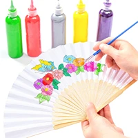 7cm folding fan diy chinese folding fan wooden bamboo antiquity folding fan diy calligraphy painting blank solid color hand fan