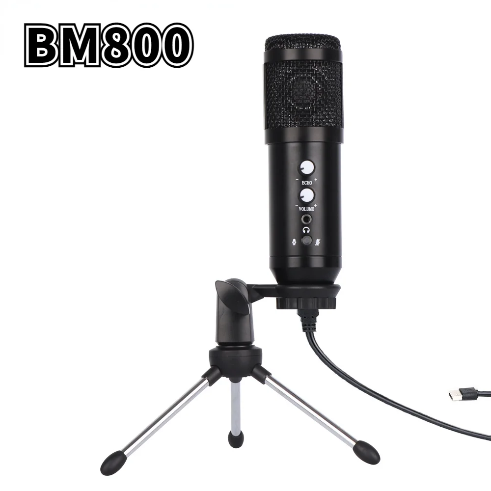 

BM800 USB Mic Webcast Live Studio Recording Singing Broadcasting Condenser Microphone with Reverberation Effect