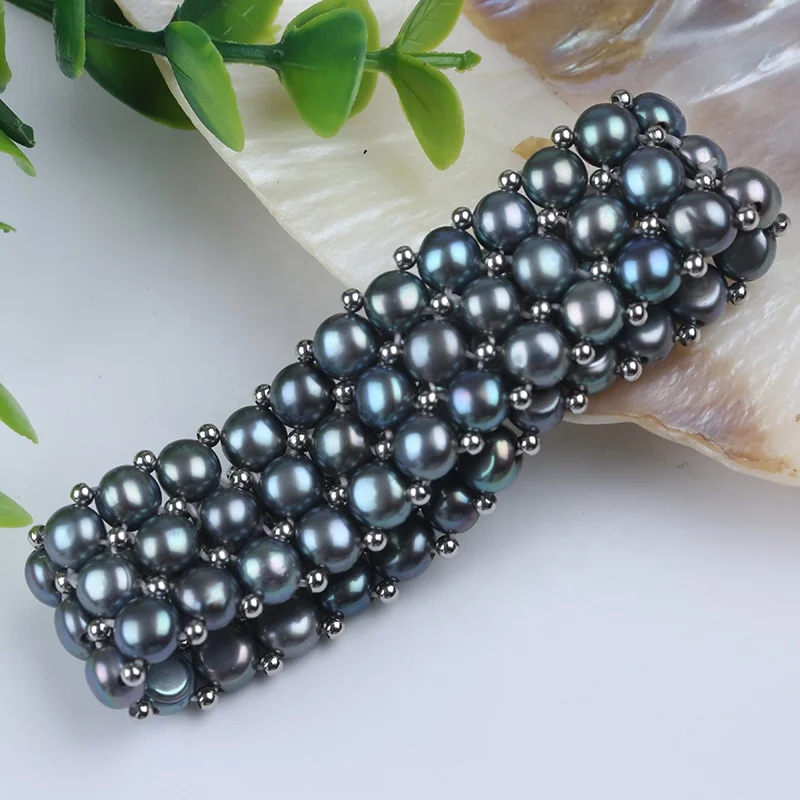 

Оптовая продажа, трехрядные браслеты для женщин с пресноводными пуговицами и жемчужинами