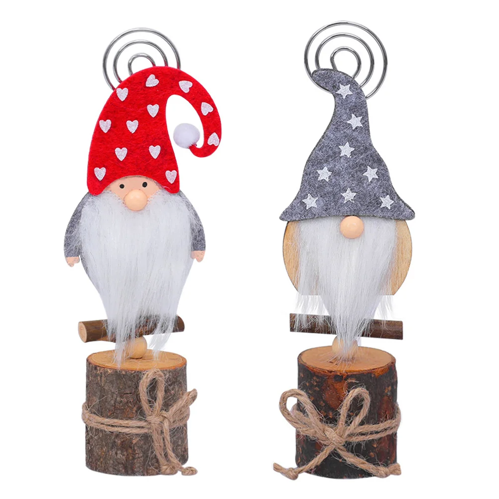 

Business Card Holder Christmas Wooden Memo Tabletop Decor Creative Clip