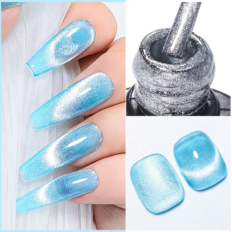 

Mtssii 7ML Super Shine Cat Magnetic Gel Nail Polish Sparkling Silver Snowlight Semi Permanent Nails Art Soak Off UV Gel Varnish