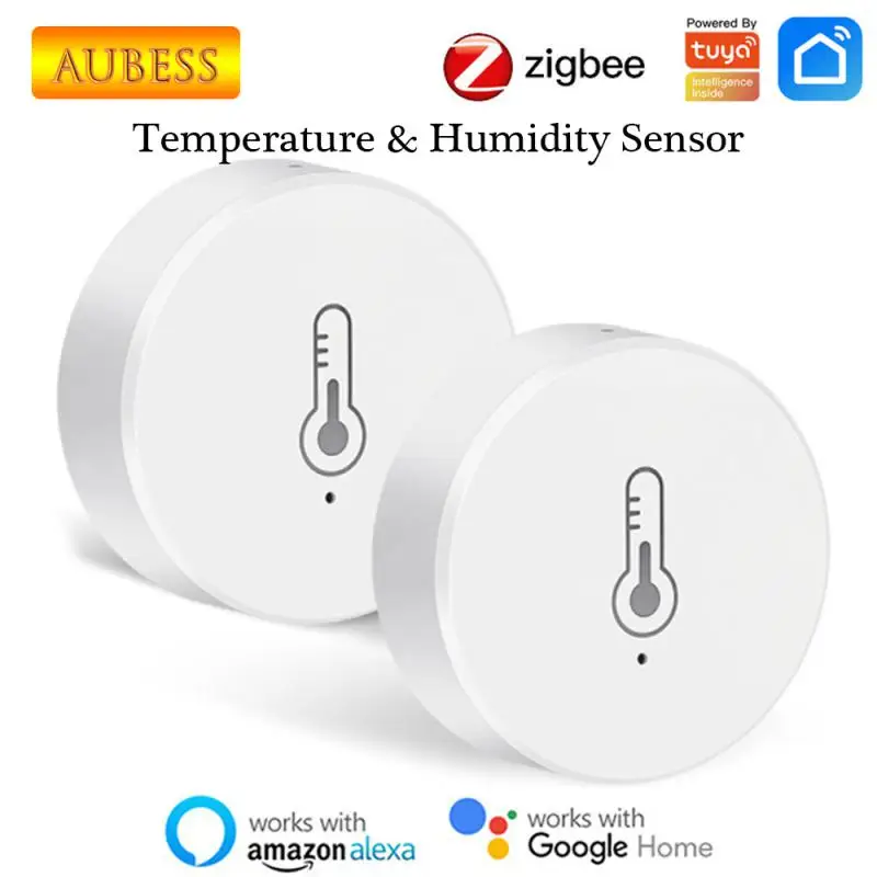 

Датчик температуры и влажности Tuya Zigbee, комнатный гигрометр, термометр на батарейках, работает с приложением ALexa Google Home Smart Life
