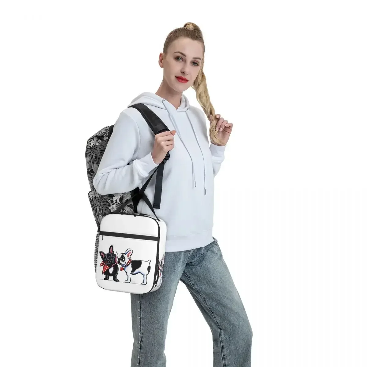 Сумка для обеда с французским бульдогом корги мем животные ланч-бокс мужчин