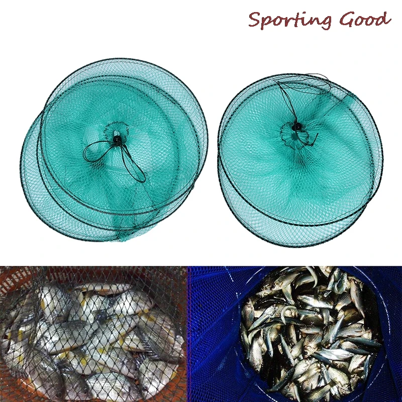 

High Quality Folding Round Metal Frame Nylon Mesh Crab Fish Lobster Shrimp Prawn Eel Live Trap Net Bait Fishing Net