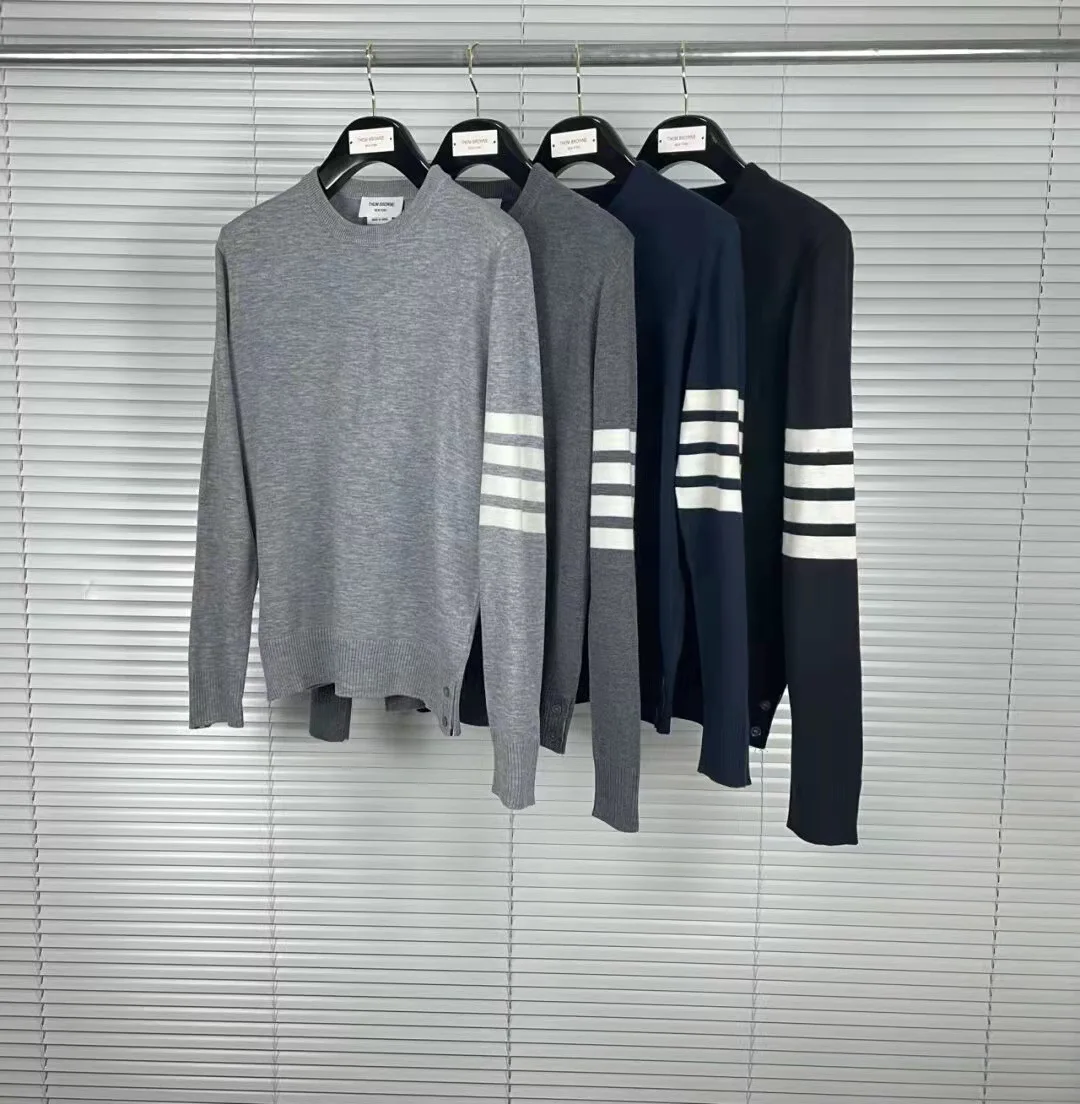 

Tb Thom Round Neck Sweater Knitted Sweater Women's 2022 Spring New Korean Version Loose Four-bar Couple Wear Pullover Top Trendy