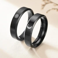 trendy sun moon couple rings for women men teens stainless steel paired couple ring party wedding fashion jewelry gifts