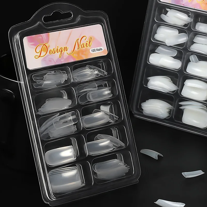 

100Pcs False Nails with Box Package Manicure French Half Full Cover Nail Tips DIY Nail Accessories Press on Nails Medium Length